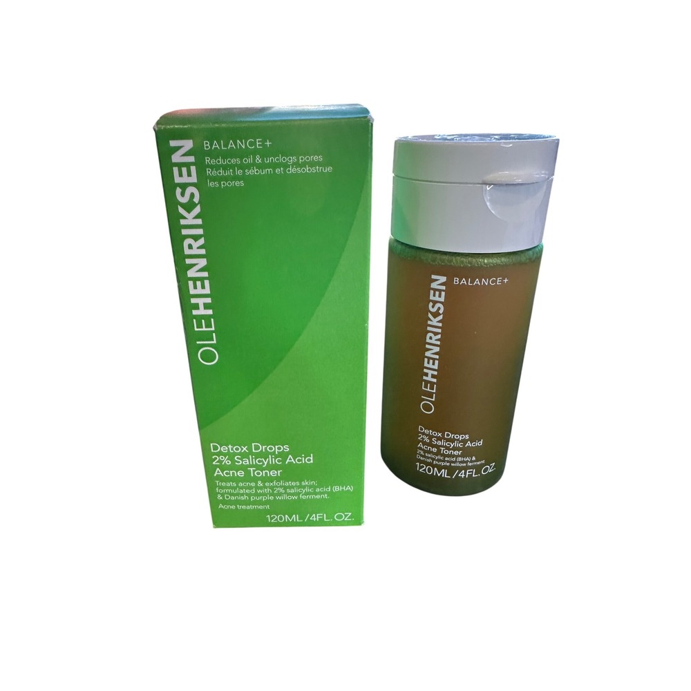Olehenriksen Balance+ Detox Drops 2% Salicylic Acid Acne Toner 120ml 4oz New Box